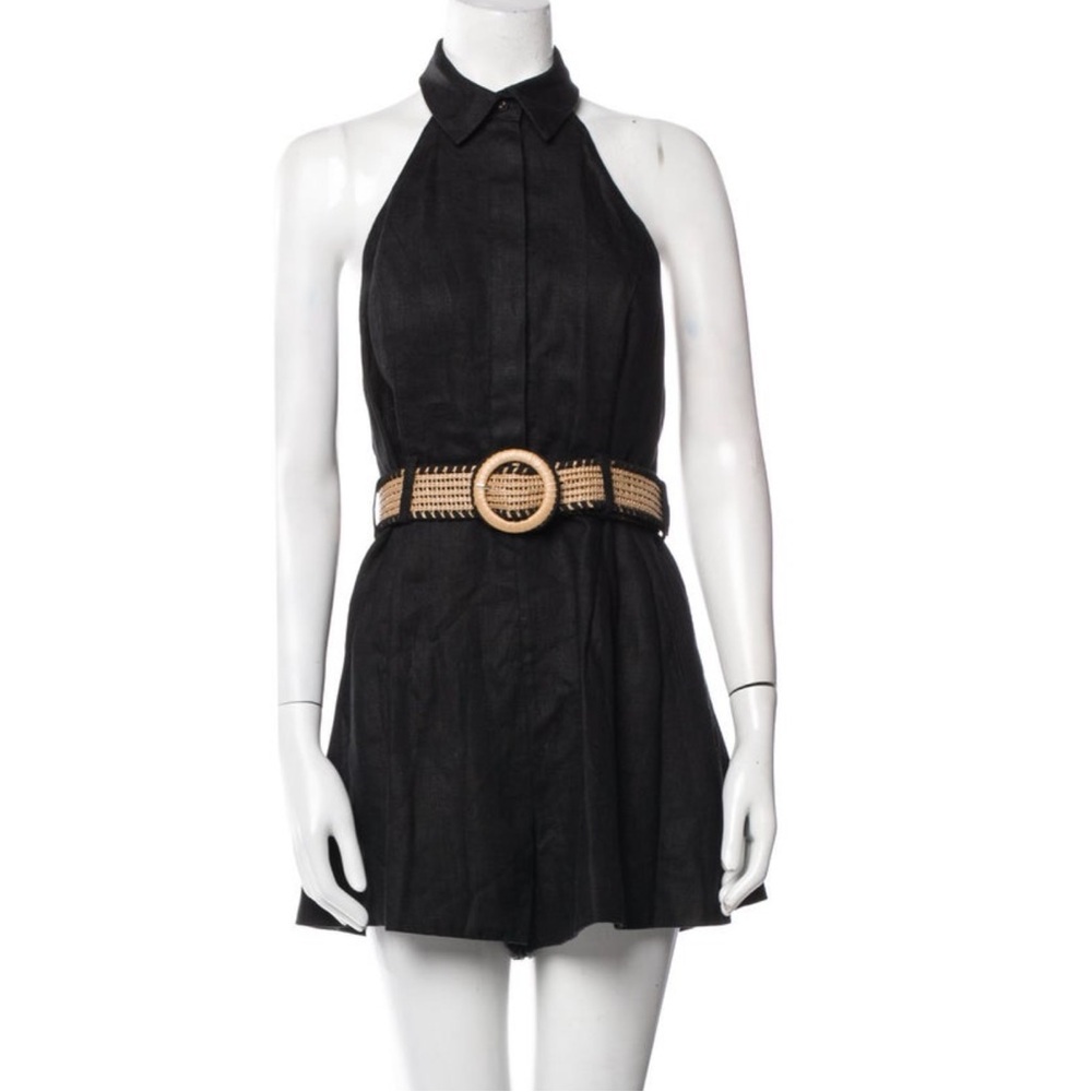 COPY - Zimmermann Black  Backless Linen Halter Romper